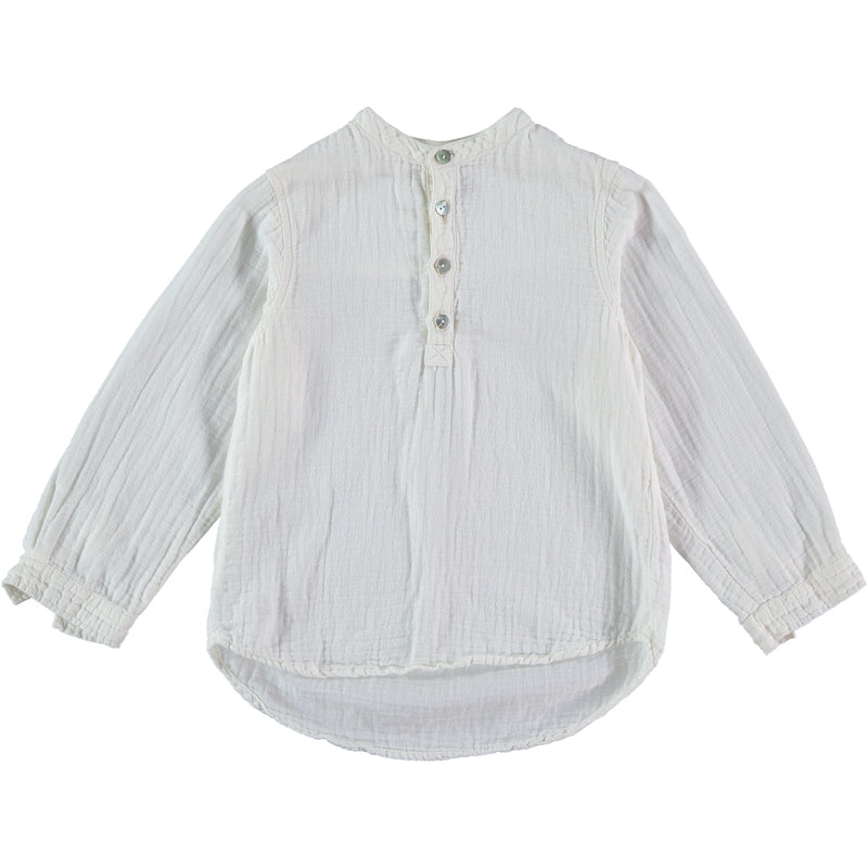Off White Cotton Mandarin Top