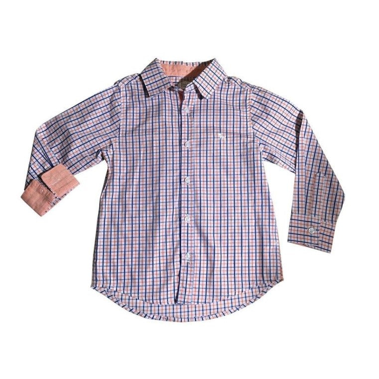 Blue & Orange Checkered Plaid Shirt