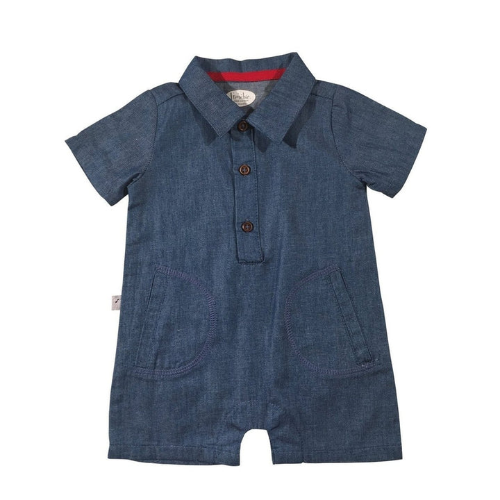 Denim Blue Collared Onesie