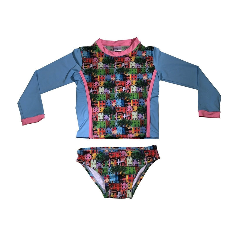 Two Piece City Print Swimsuit