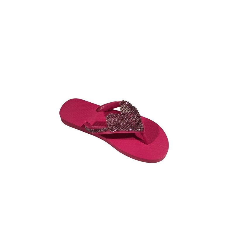 Rhinestoned Heart Flip Flops