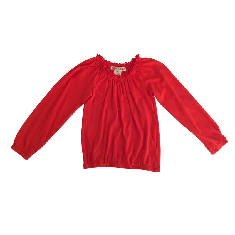 Orange Ruched Neck Top