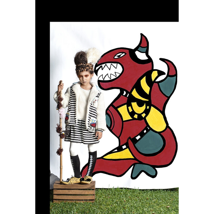 Hand Painted Black and White Striped Fury Jacket