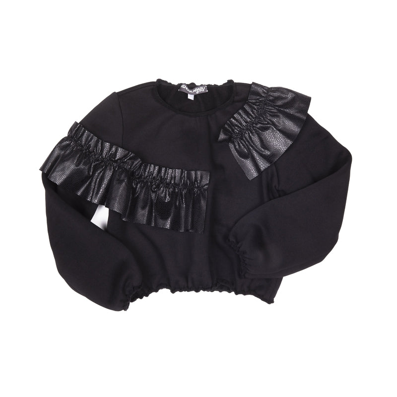 Briona Leather-Trimmed Long Sleeve Top