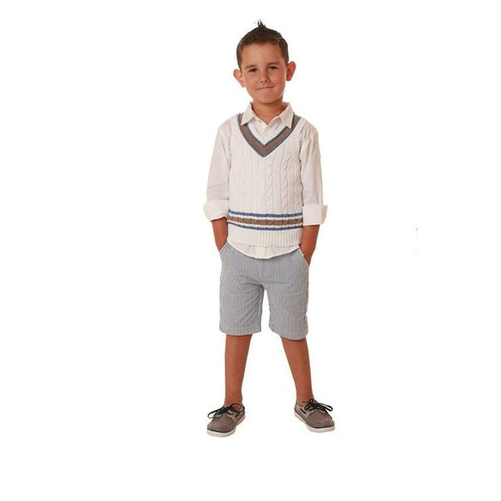 Shirt / Seersucker Shorts / Snap Bow Tie Set