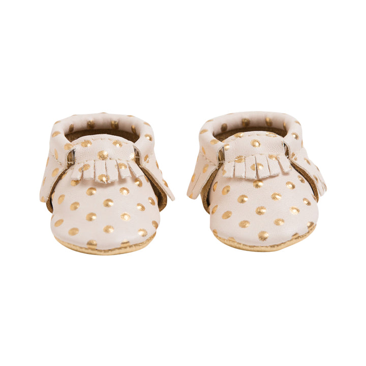 Cream and Gold Heirloom Moccasins