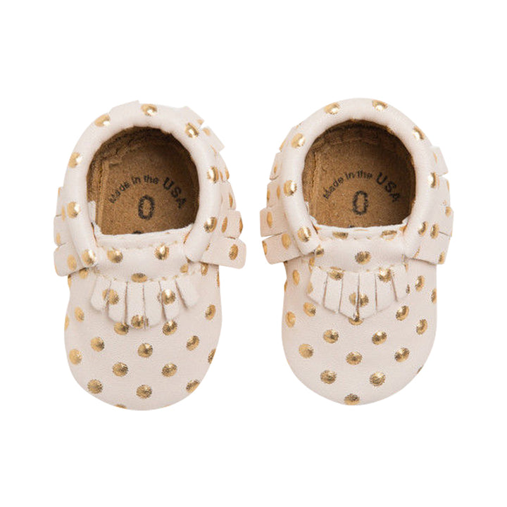 Cream and Gold Heirloom Moccasins