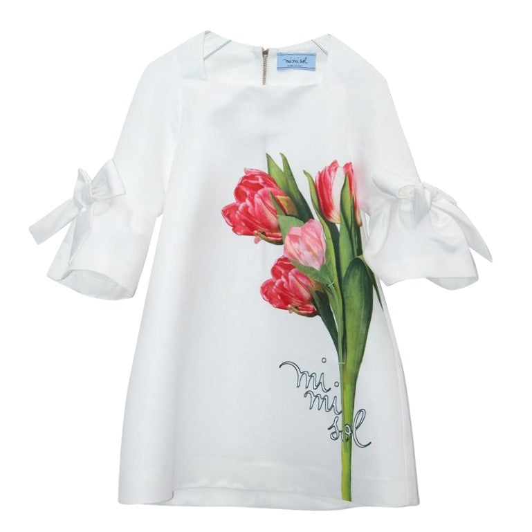 White Dress With Red Tulip
