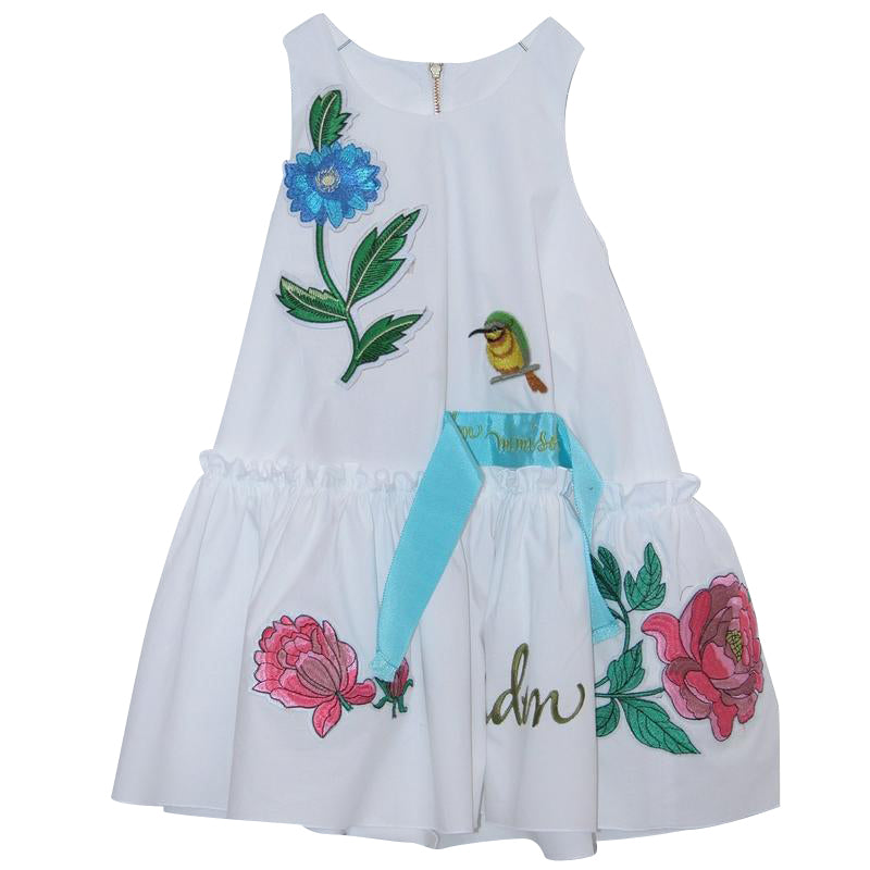White Dress With Floral Patches