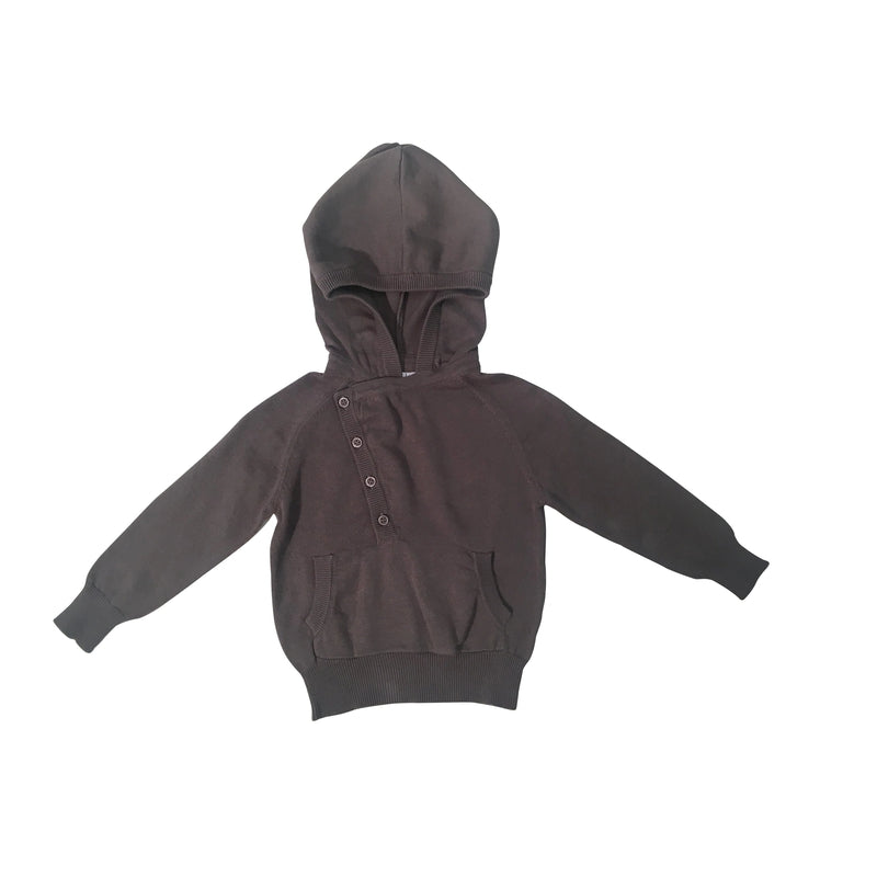 Grey Knitted Pullover Hoodie