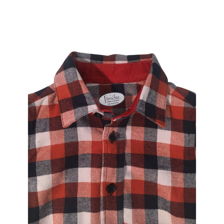Burnt Orange & Navy Plaid Flannel Shirt