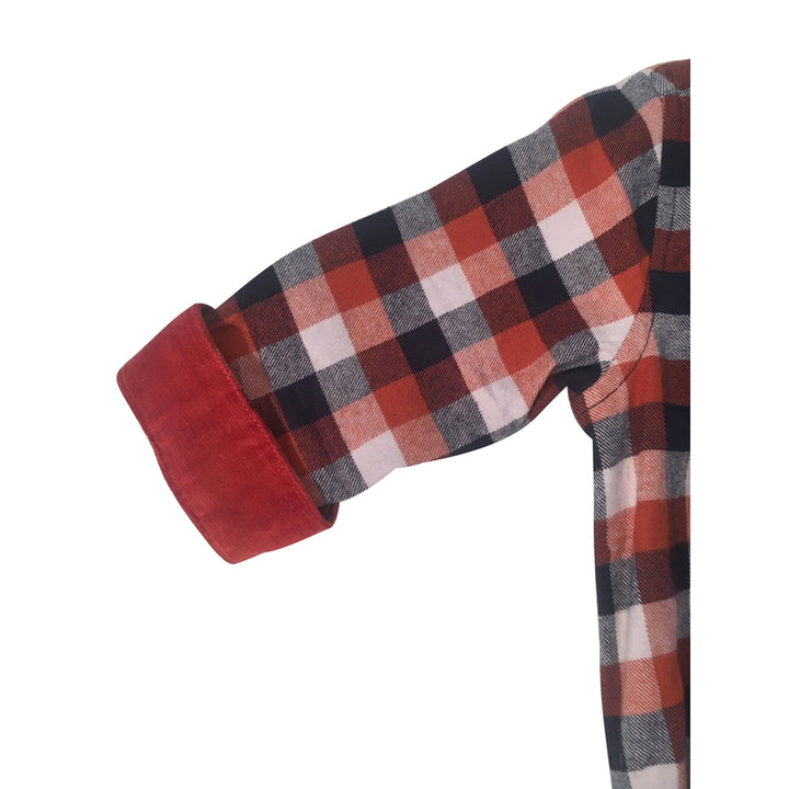 Burnt Orange & Navy Plaid Flannel Shirt