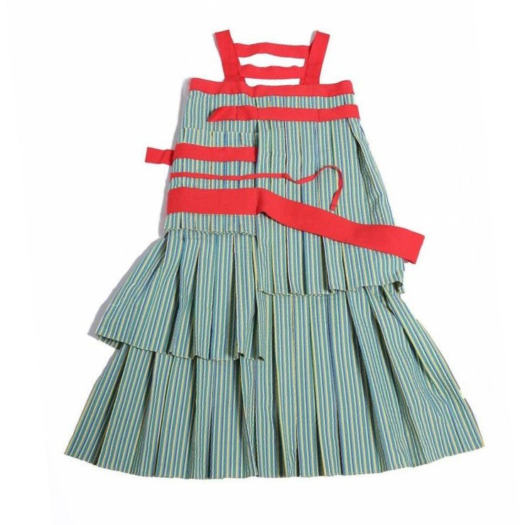 Patchwork Pleats Shift Dress