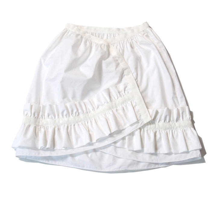 White Ruffled Polonaise Wrap Skirt