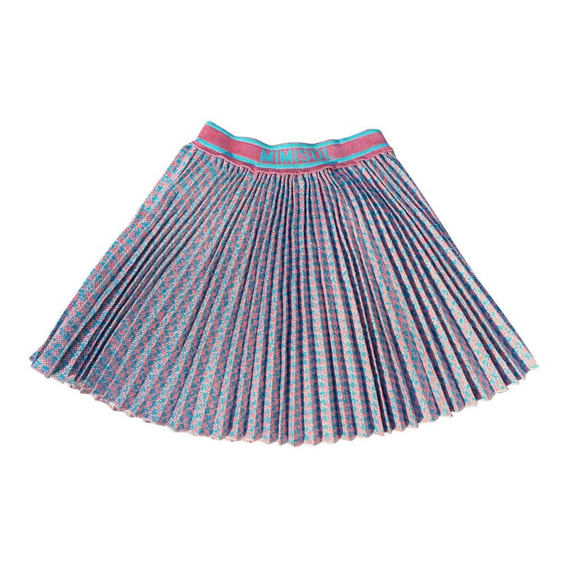 Blue pleated skirt pink hotsell