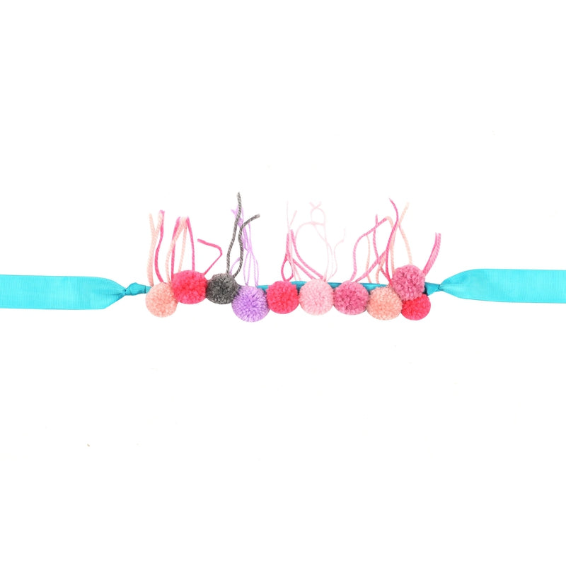 Multi-Color Pompom Hair Ribbon