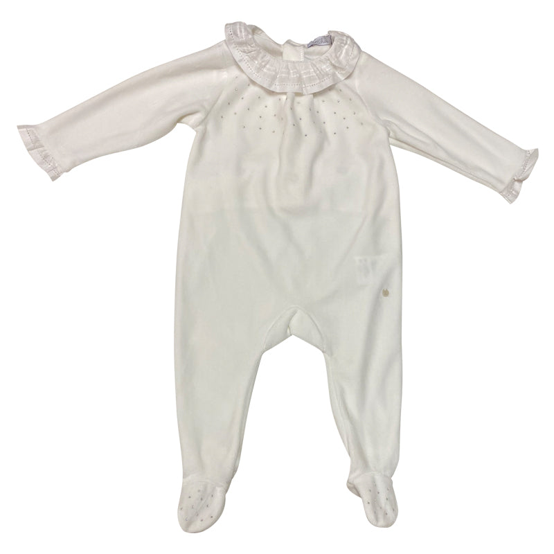 Ivory Velour Girl Rhinestone Playsuit