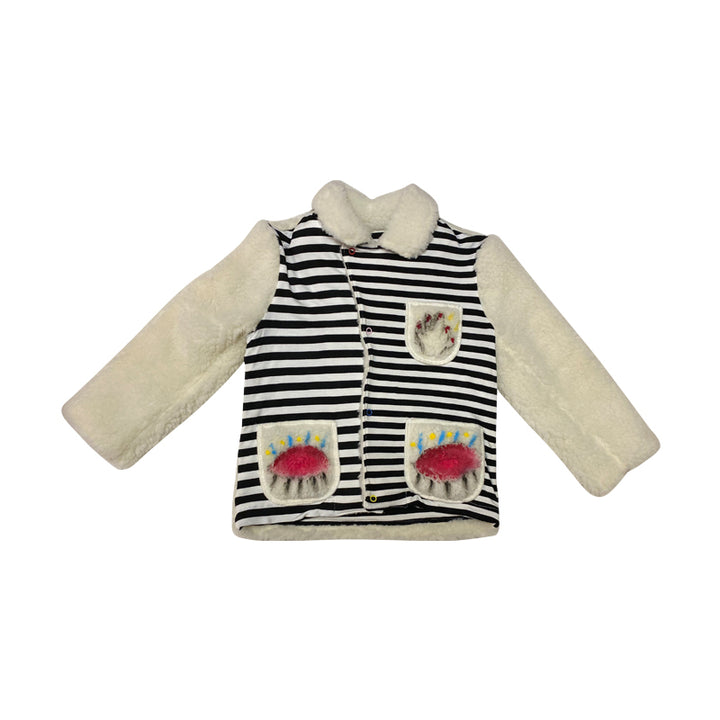 Hand Painted Black and White Striped Fury Jacket