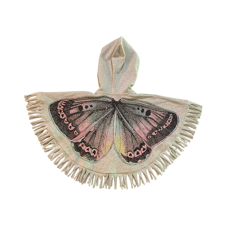 Light Gray Marle Multicolor Fringed Poncho Wings