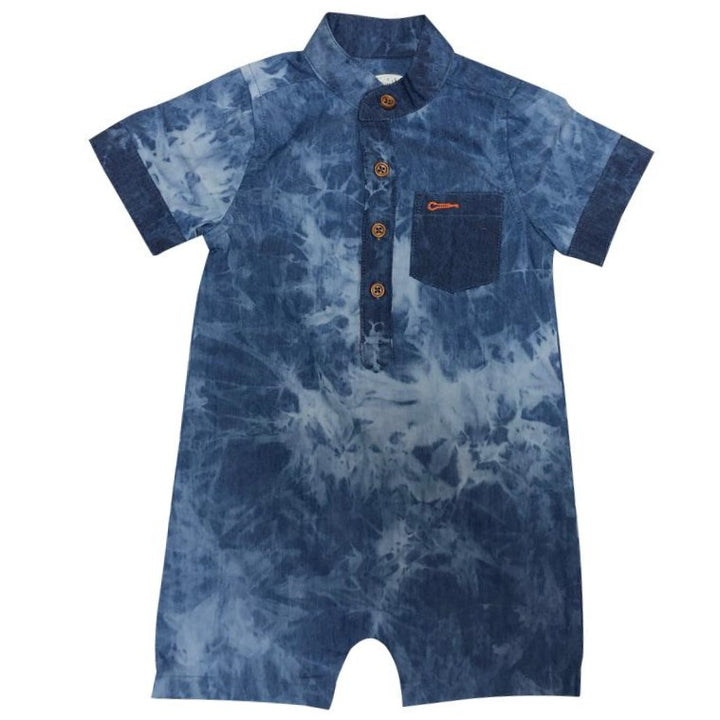 Denim Saltwater Mandarin Collar Romper