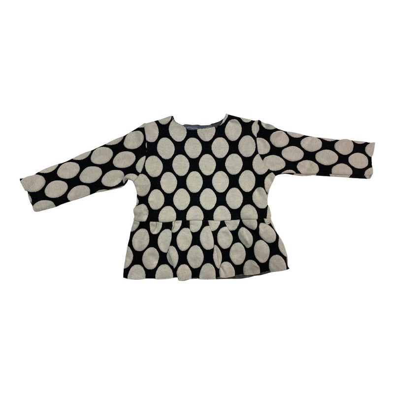 Polka Dot Round Neck Sweater with Frill