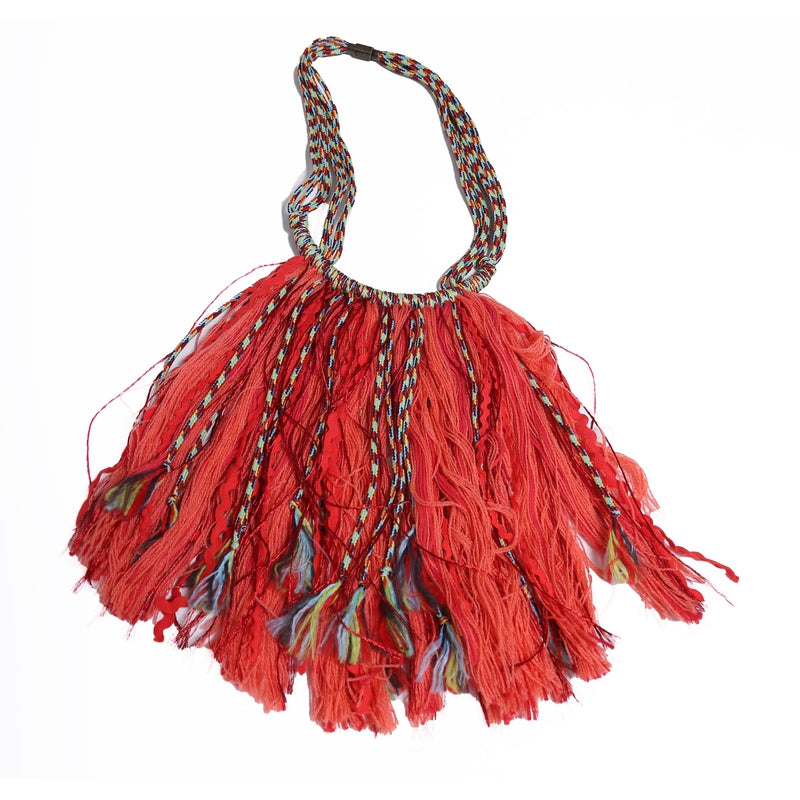 Zsofia Fringe Bib Necklace Tangerine