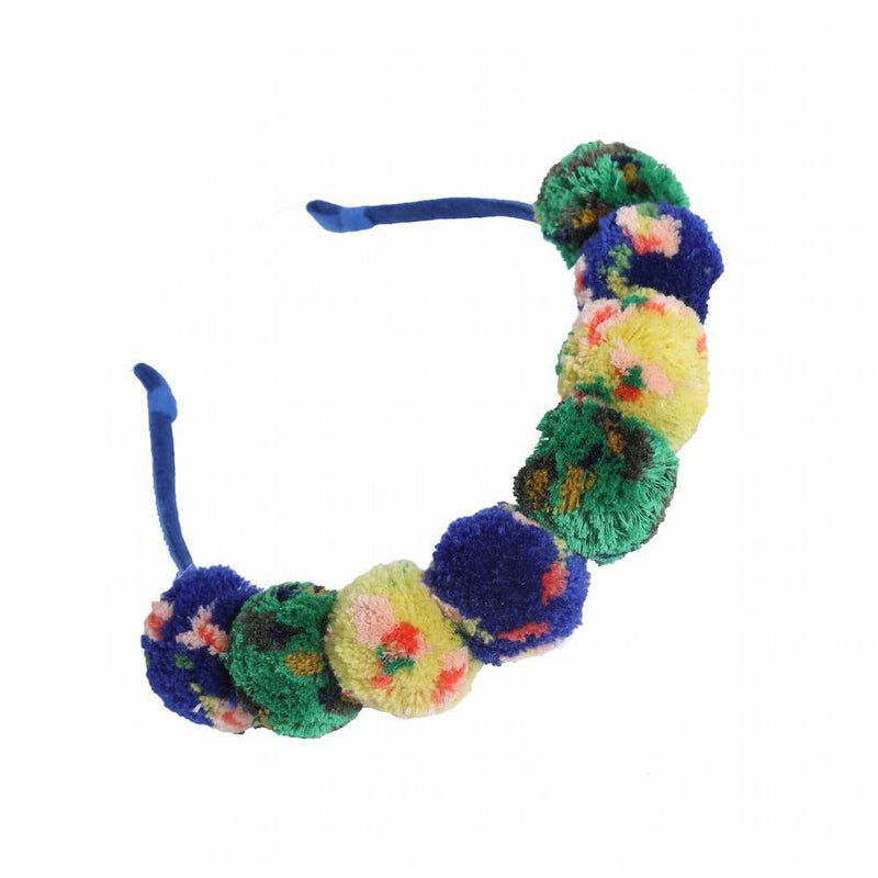 Pom Pom Headband Cobalt Mix