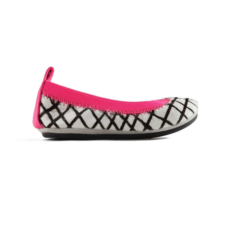 Linear White Calf Hair Ballerina Flat