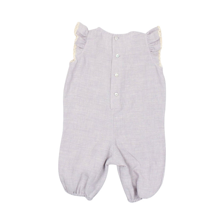 Lavender Flutter Sleeve Overall With Lace
