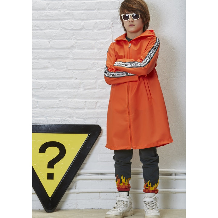 Slogan Long Orange Parka