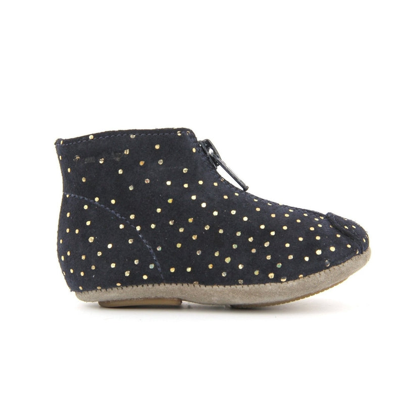 Gold Polka Dot Navy Boots