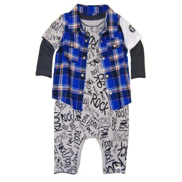 Rock Graffiti Plaid Twofer Shirt