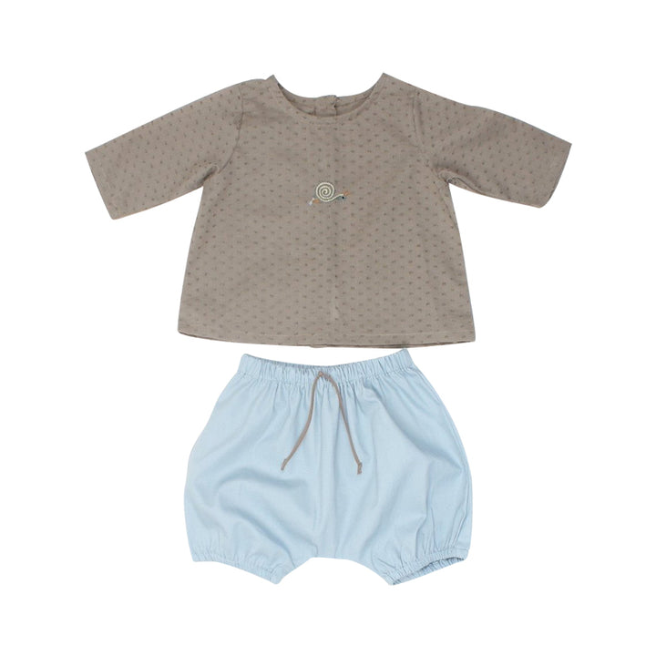 Mushroom Snail Top With Vintage Blue Bloomer