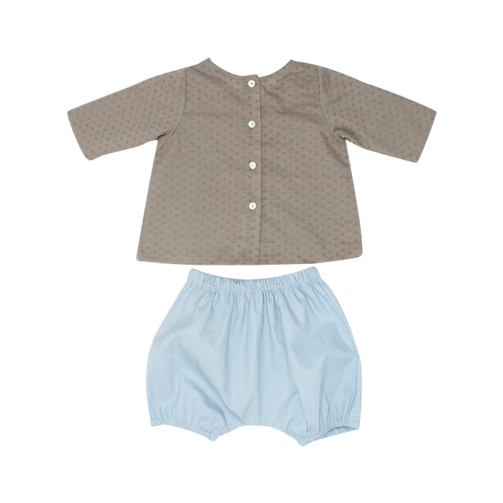 Mushroom Snail Top With Vintage Blue Bloomer