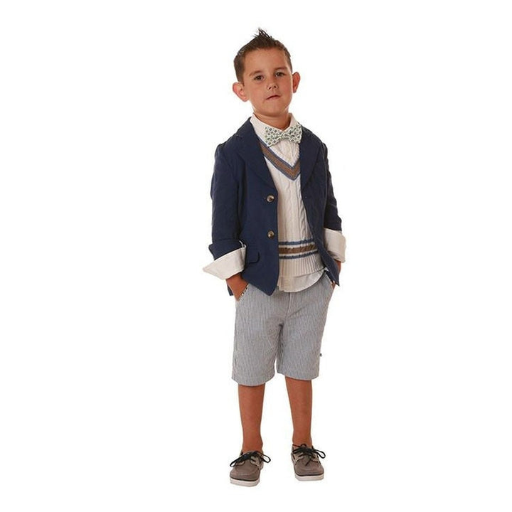 Shirt / Seersucker Shorts / Snap Bow Tie Set