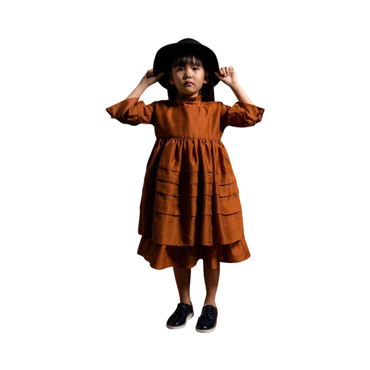 Rust Layered Voille Dress