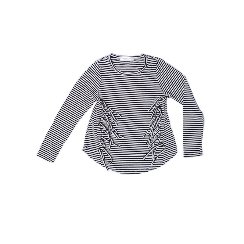 Side Fringe Stripped Top