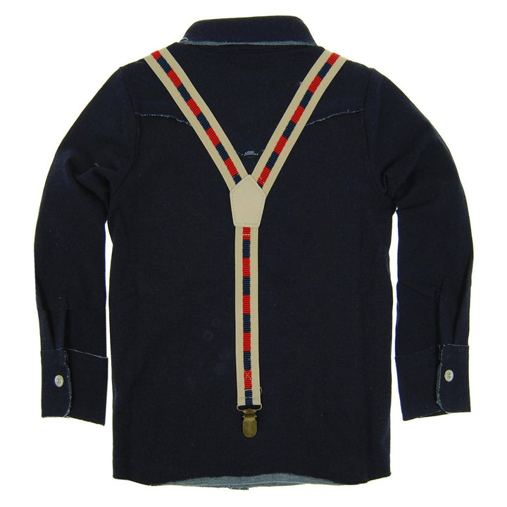 Red Bowtie Suspender Button Down Shirt