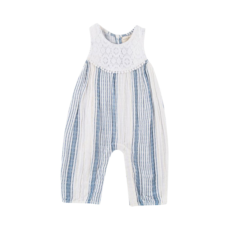 Big Stripe Textured Long Romper