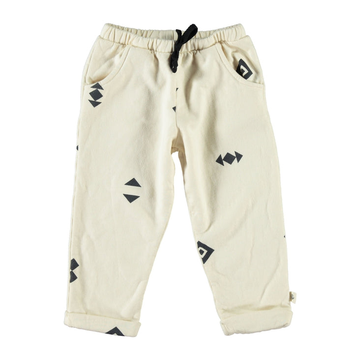 Black Geometric Cotton Fleece Unisex Trousers