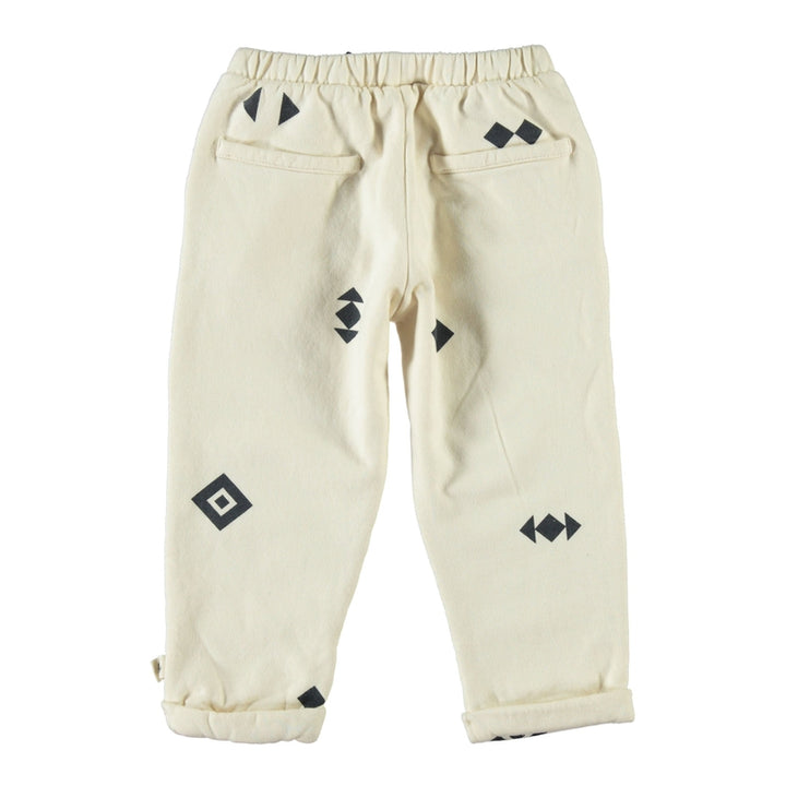 Black Geometric Cotton Fleece Unisex Trousers