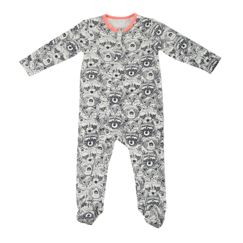 Ivory Print Classic Zipper Footie