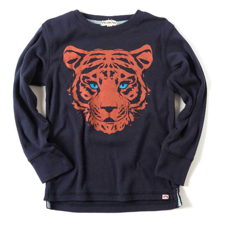 Long Sleeve Peacoat Graphic Tiger Tee