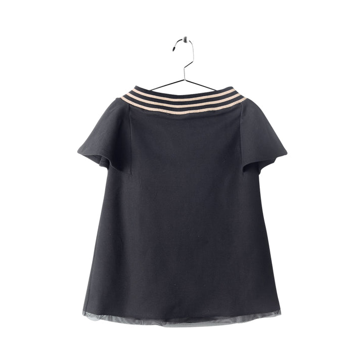 Black Ribbed Stripe Trim Dress