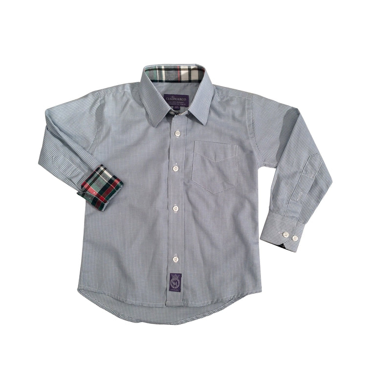 Blue Herringbone Button-Down