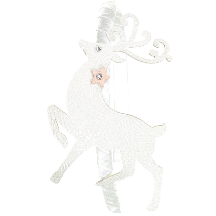 White Leather Reindeer Headband