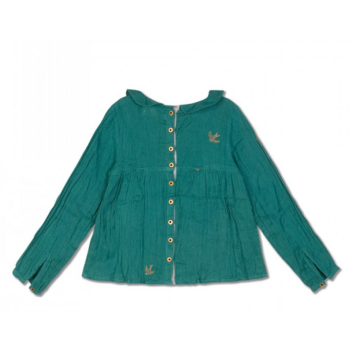 Pine Green With Bird Print Chini Shirt