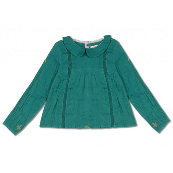 Pine Green With Bird Print Chini Shirt