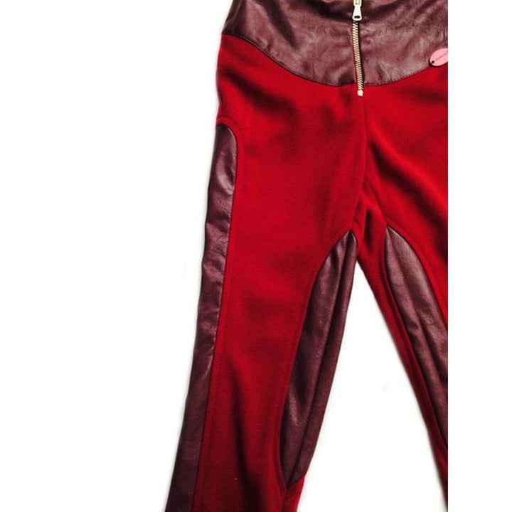 Cranberry Vegan Leather Riding Pant