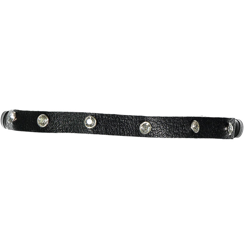 Black Leather Swarovski Studs Headband